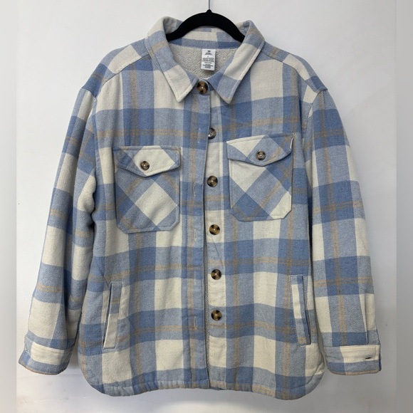 Member's Mark Plaid Shirt Button-Up Jacket 'Blue/White' - Size Men's Large - Picture 1 of 4